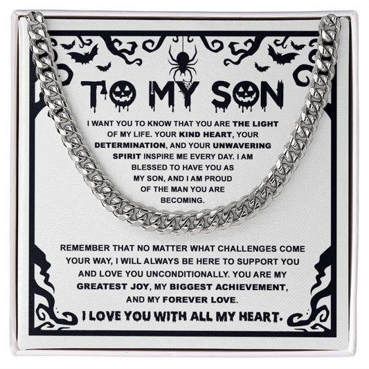 Halloween Gift For Son - Proudest Achievement - Cuban Link Chain With Message Card