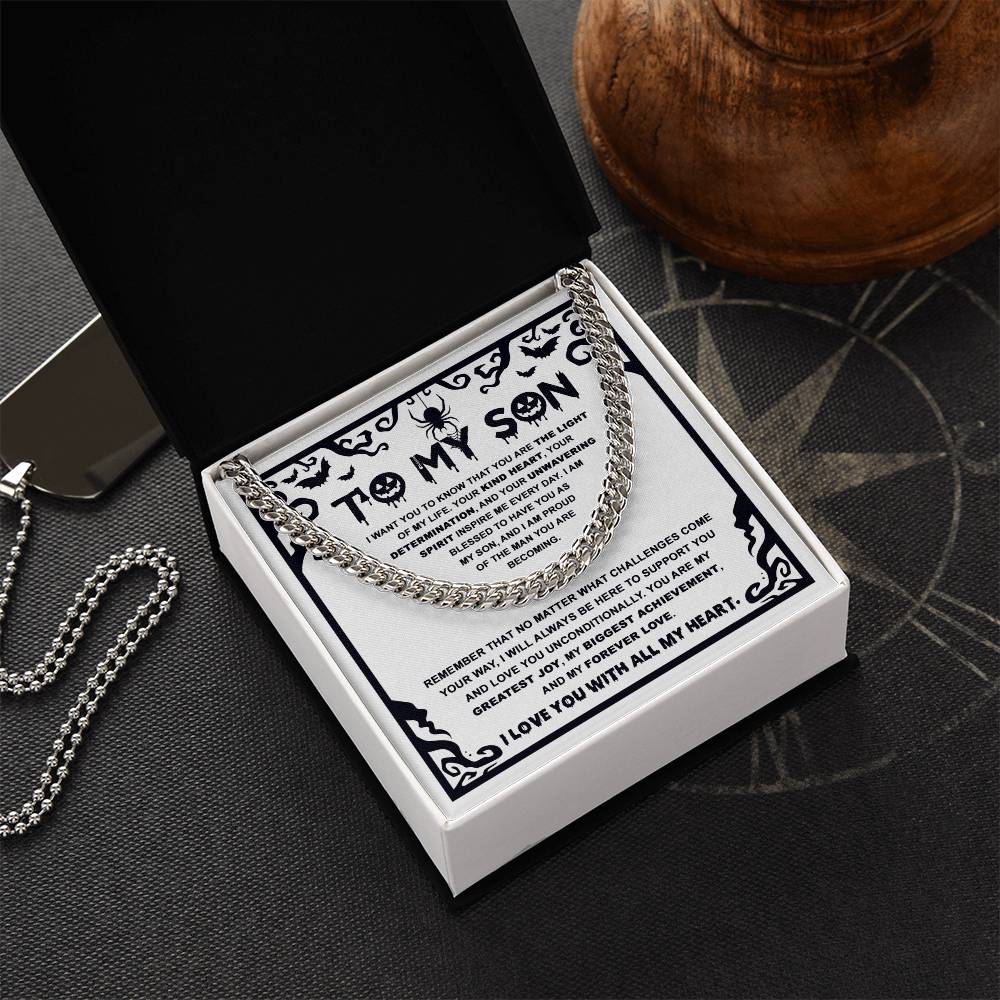 Halloween Gift For Son - Proudest Achievement - Cuban Link Chain With Message Card