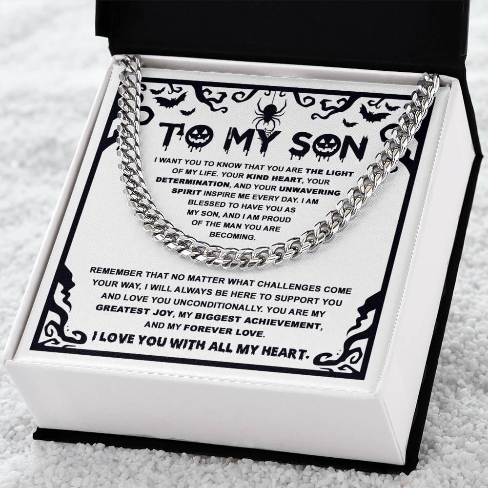 Halloween Gift For Son - Proudest Achievement - Cuban Link Chain With Message Card