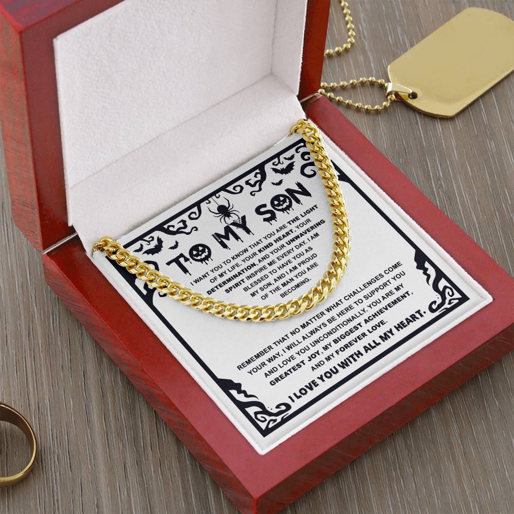 Halloween Gift For Son - Proudest Achievement - Cuban Link Chain With Message Card