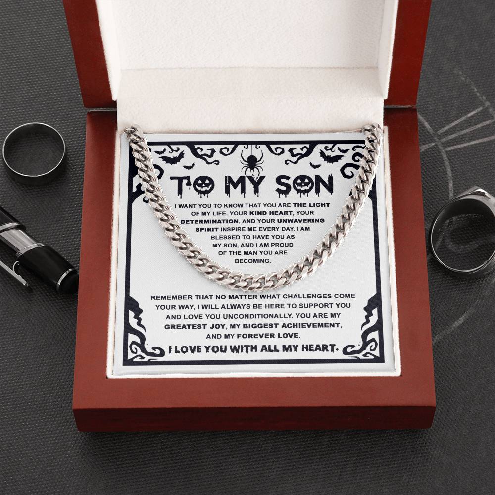 Halloween Gift For Son - Proudest Achievement - Cuban Link Chain With Message Card