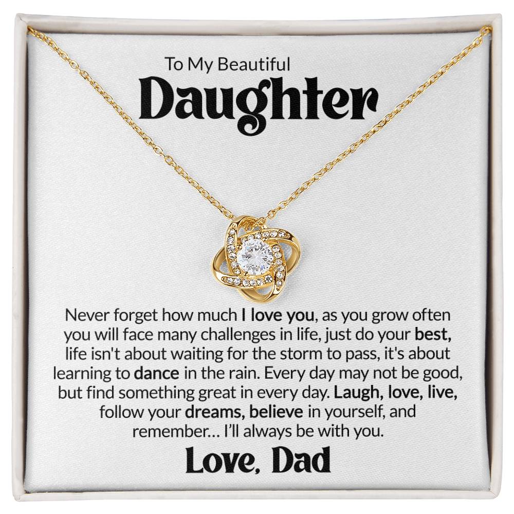 Gift For Daughter From Dad - About Life- Love Knot Necklace