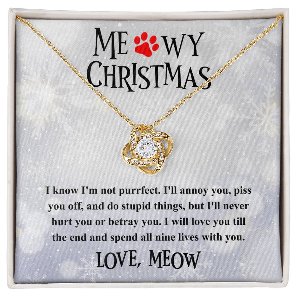 Cat-Meowy Christmas Love Knot Necklace