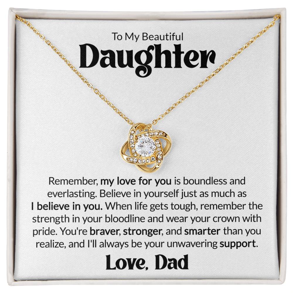 Gift For Daughter From Dad - Remember My Love - Love Knot Necklace