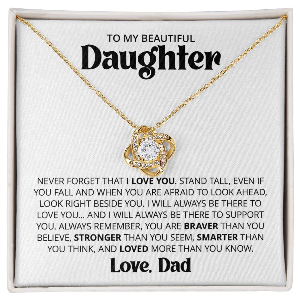 Gift For Daughter From Dad - Even If You Fall - Love Knot Necklace
