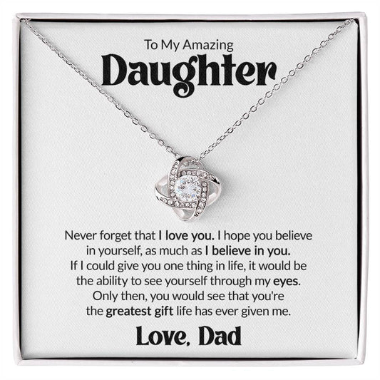 Gift For Daughter From Dad - One Thing - Love Knot Necklace