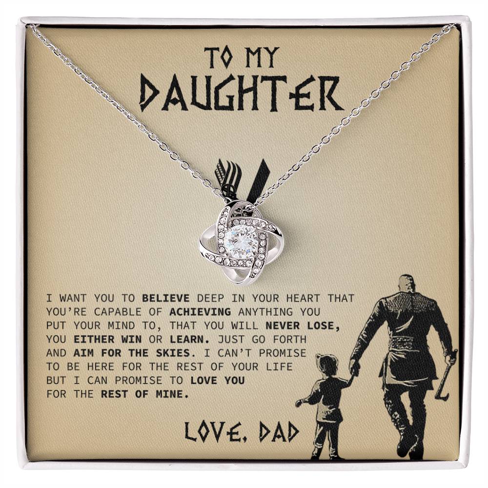 Gift For Daughter From Dad - Believe - Love Knot Necklace