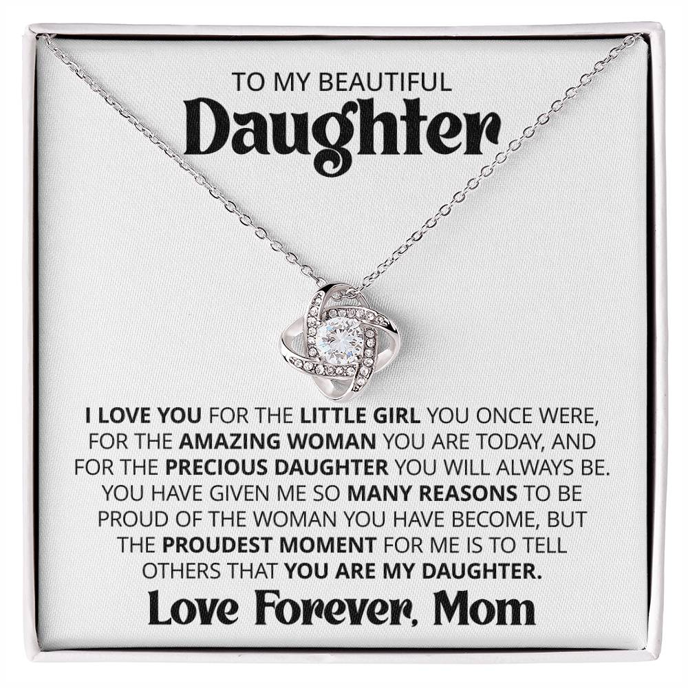 Gift For Daughter From Mom - Proud Mom - Love Knot Necklace