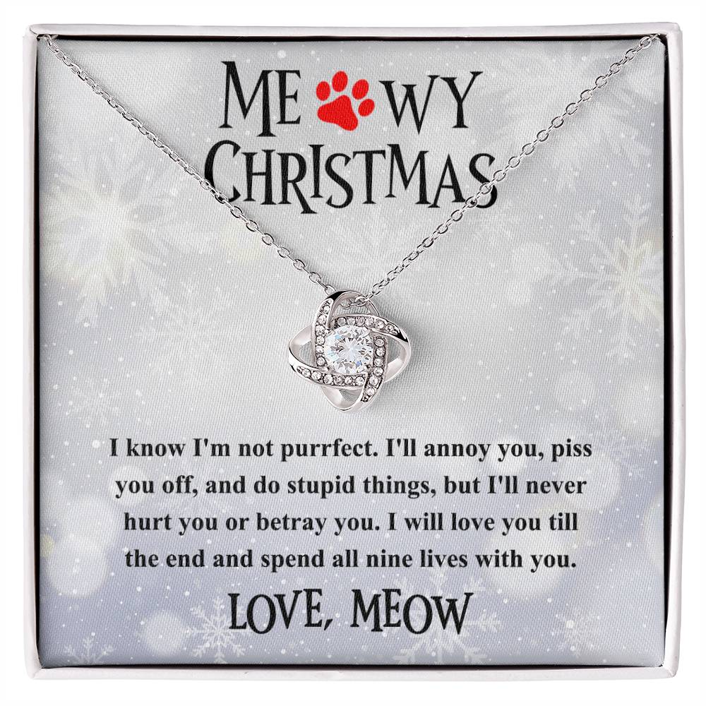 Cat-Meowy Christmas Love Knot Necklace