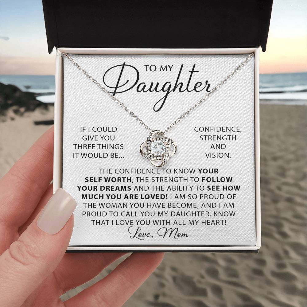 Gift For Daughter - If I Could - Love Knot Necklace With Message Card - Gift For Birthday, Christmas From Dad, Father, Mom, Mother