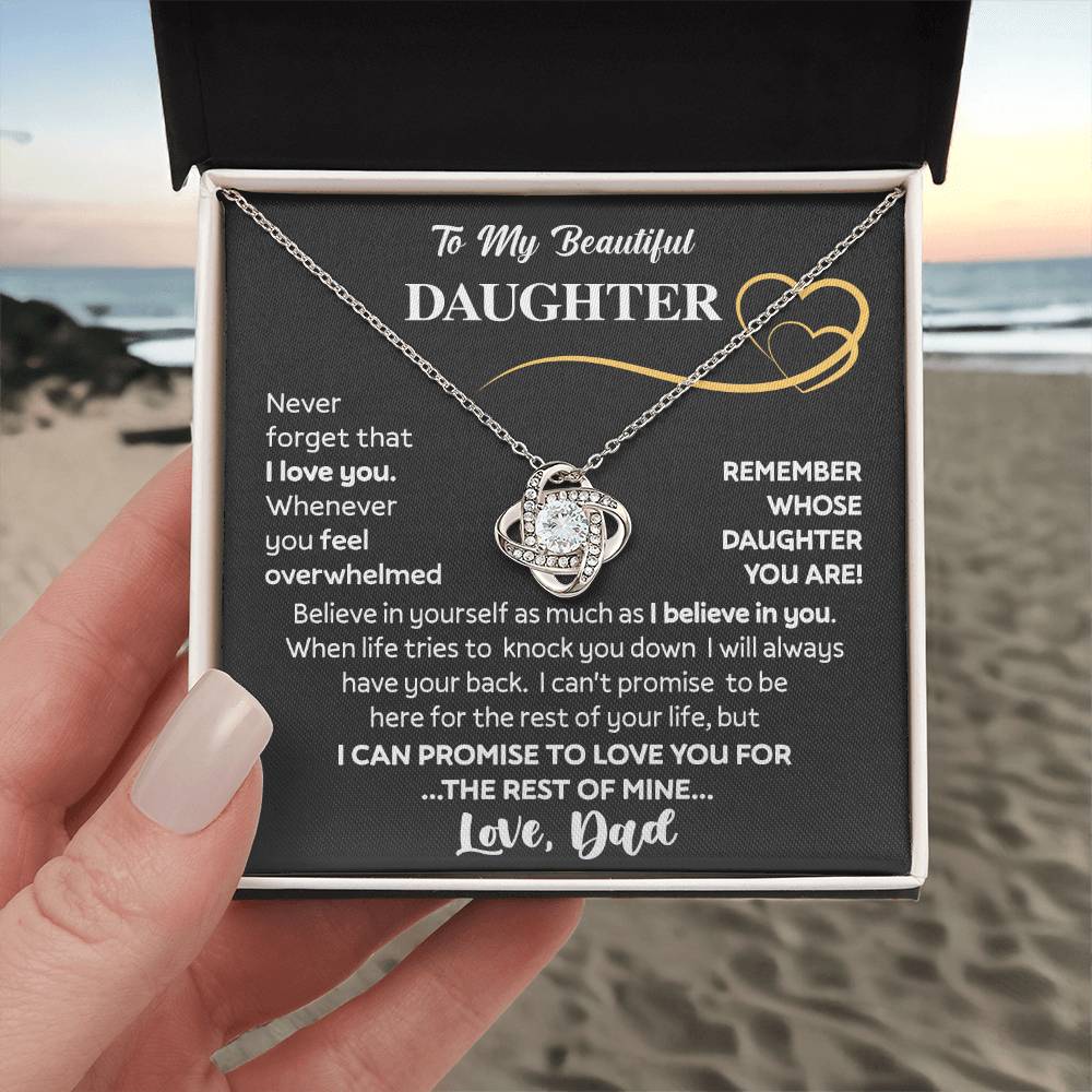 Gift For Daughter - Never Forget - Love Knot Necklace With Message Card - Gift For Birthday, Christmas From Dad, Father, Mom, Mother