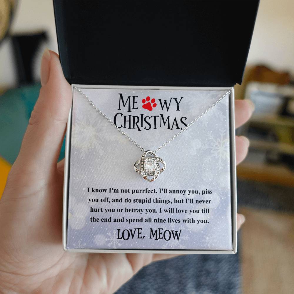 Cat-Meowy Christmas Love Knot Necklace