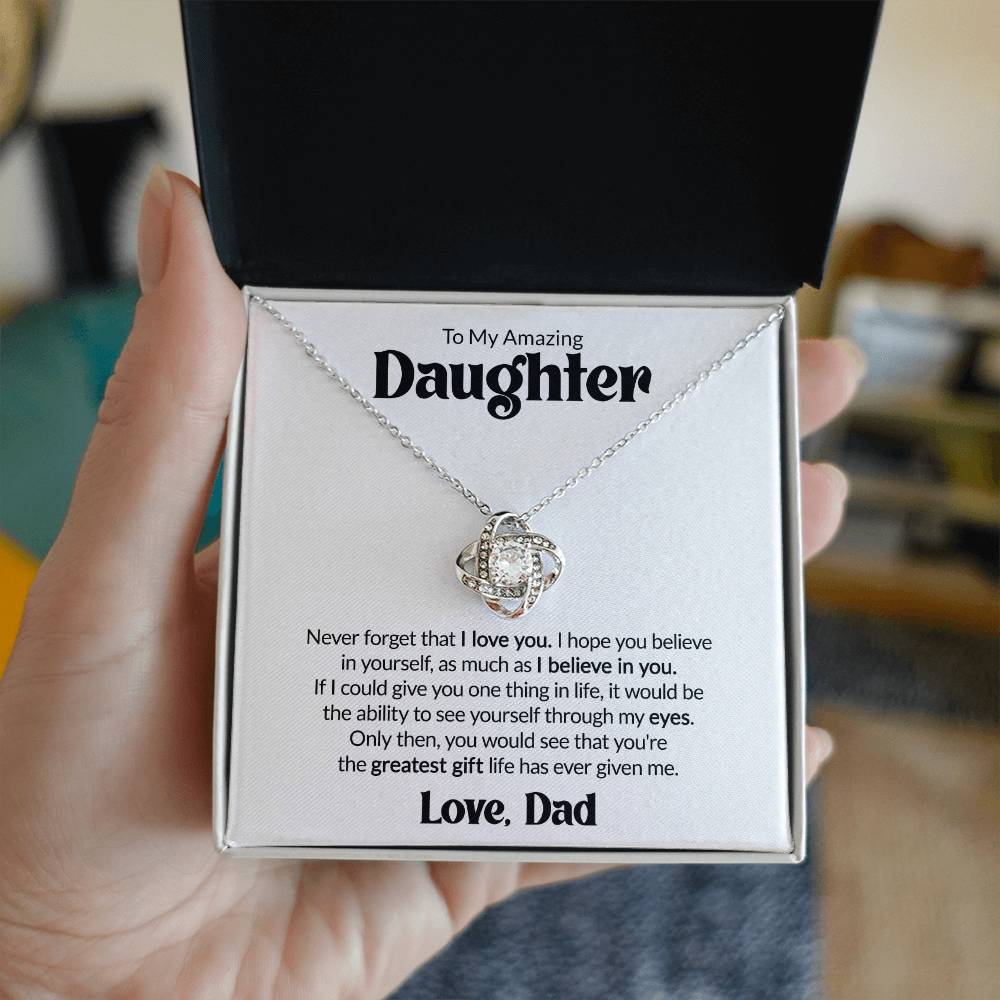Gift For Daughter From Dad - One Thing - Love Knot Necklace