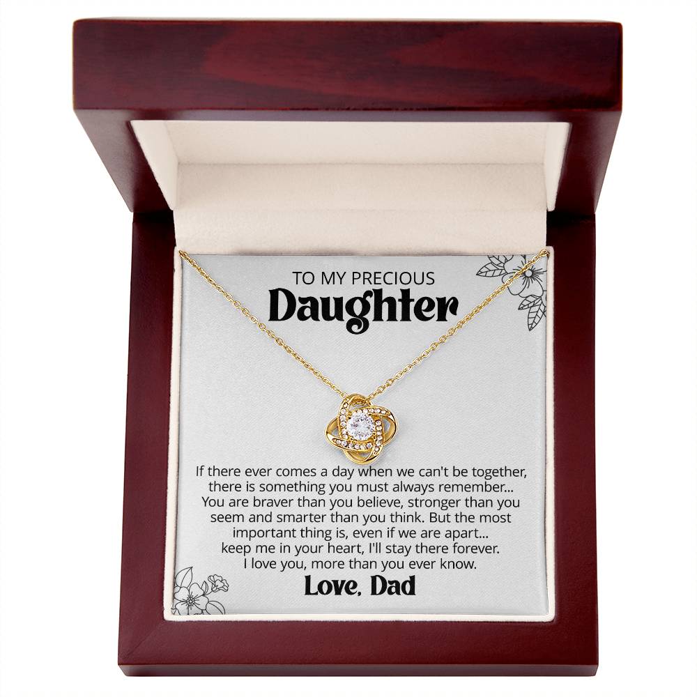 Gift For Daughter From Dad - Keep Me In Your Heart - Love Knot Necklace