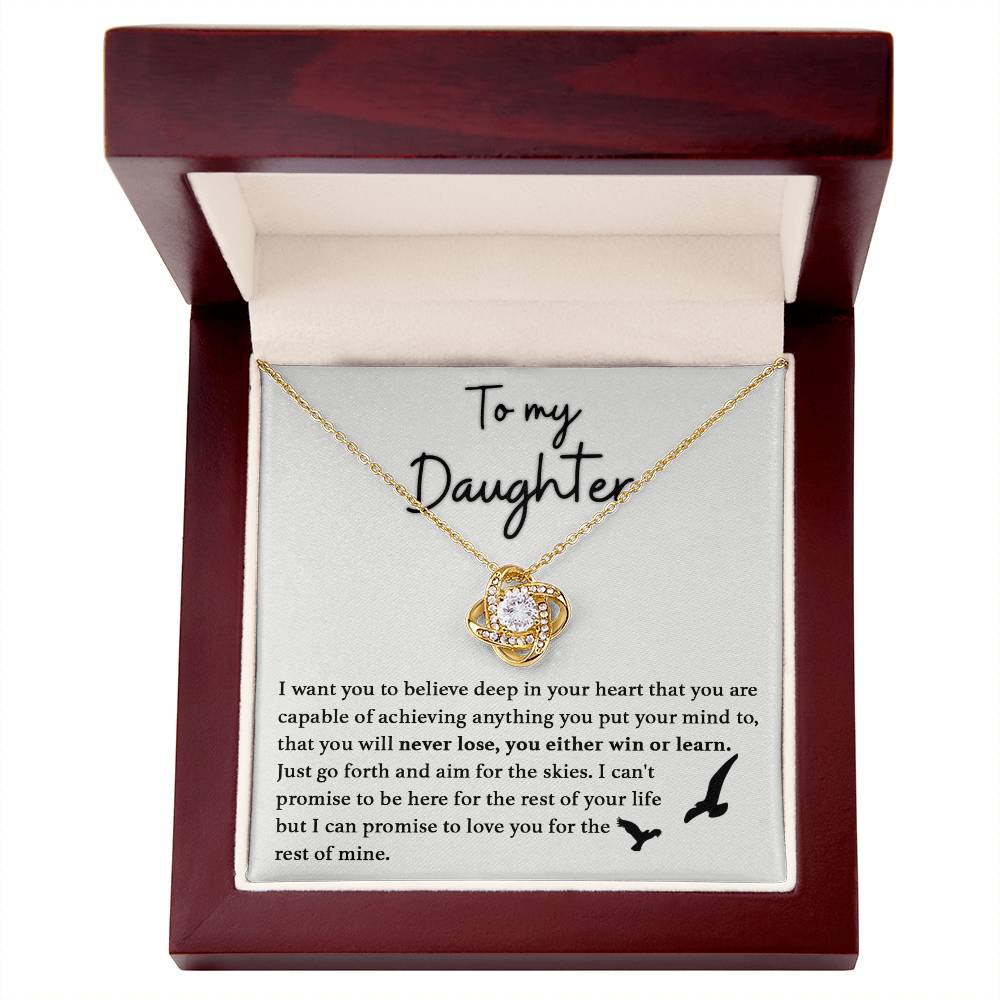 Gift For Daughter - Never Lose, You Either Win Or Learn - Love Knot Necklace With Message Card - Gift For Birthday, Christmas From Dad, Father, Mom, Mother