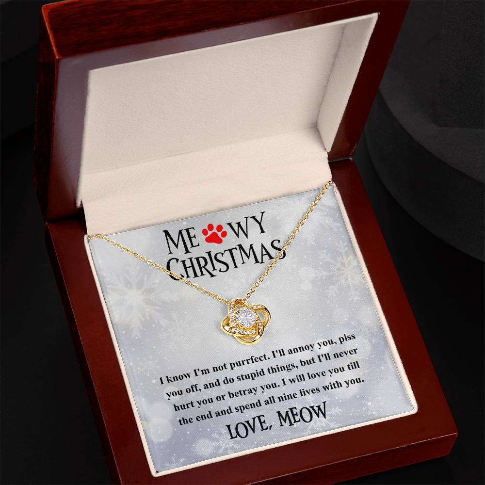 Cat-Meowy Christmas Love Knot Necklace