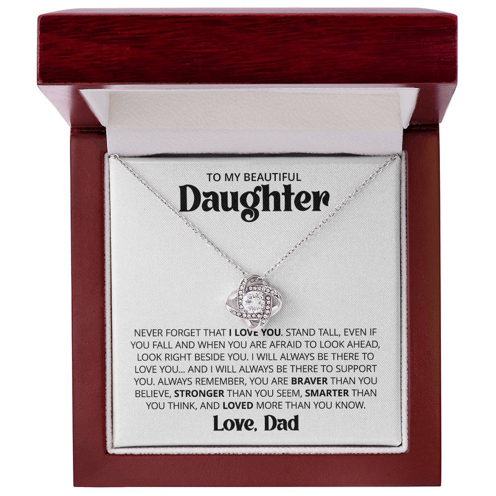 Gift For Daughter From Dad - Even If You Fall - Love Knot Necklace