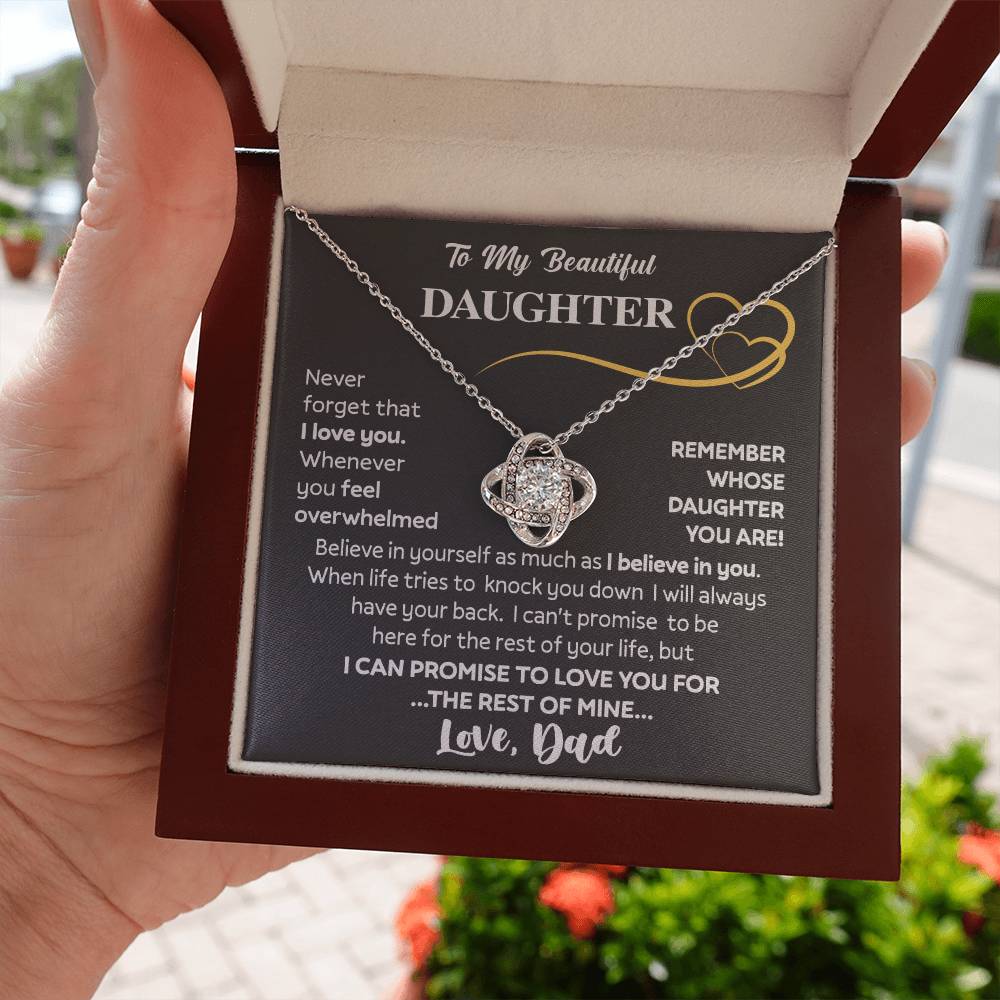 Gift For Daughter - Never Forget - Love Knot Necklace With Message Card - Gift For Birthday, Christmas From Dad, Father, Mom, Mother
