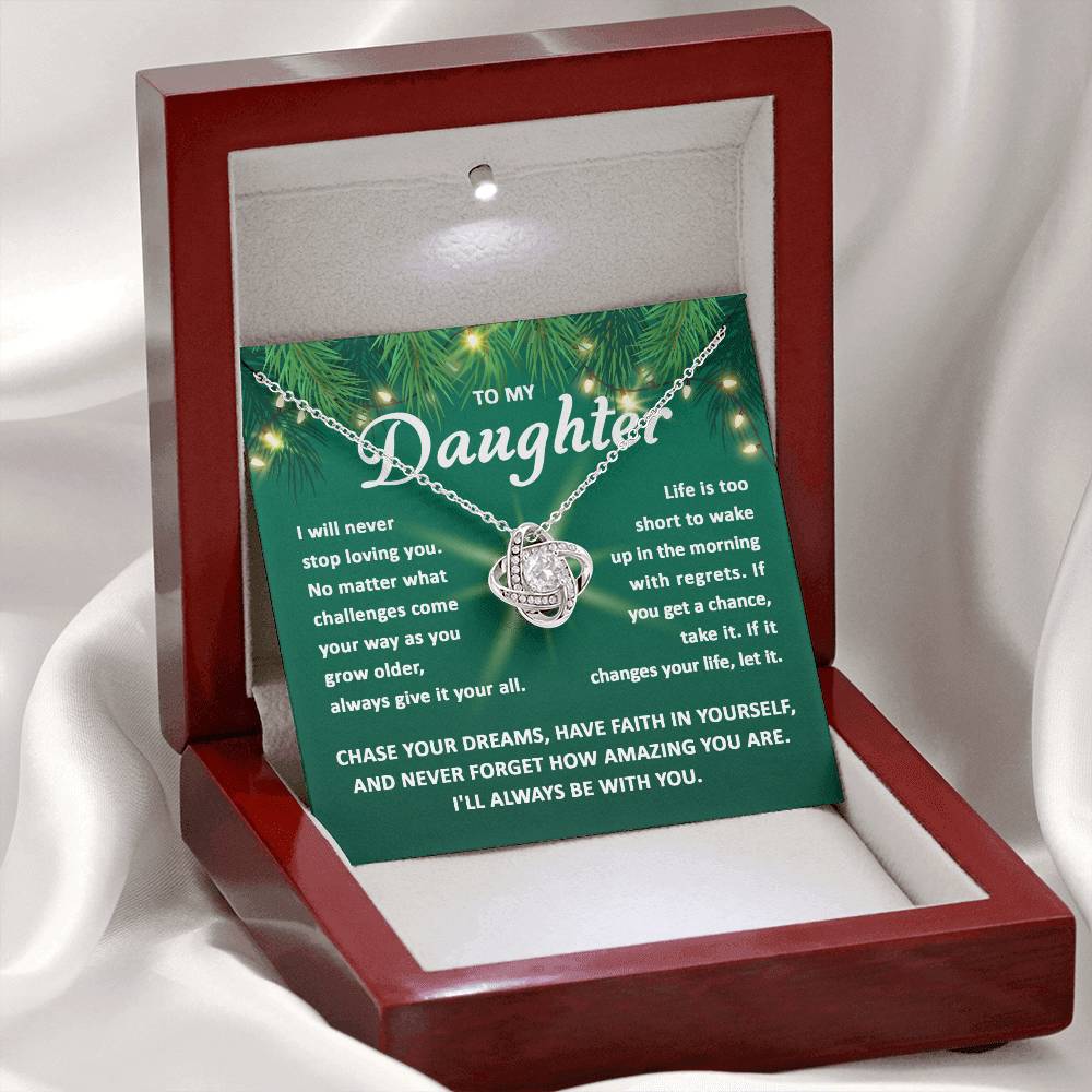 Daughter-Chase your dreams Love Knot Necklace