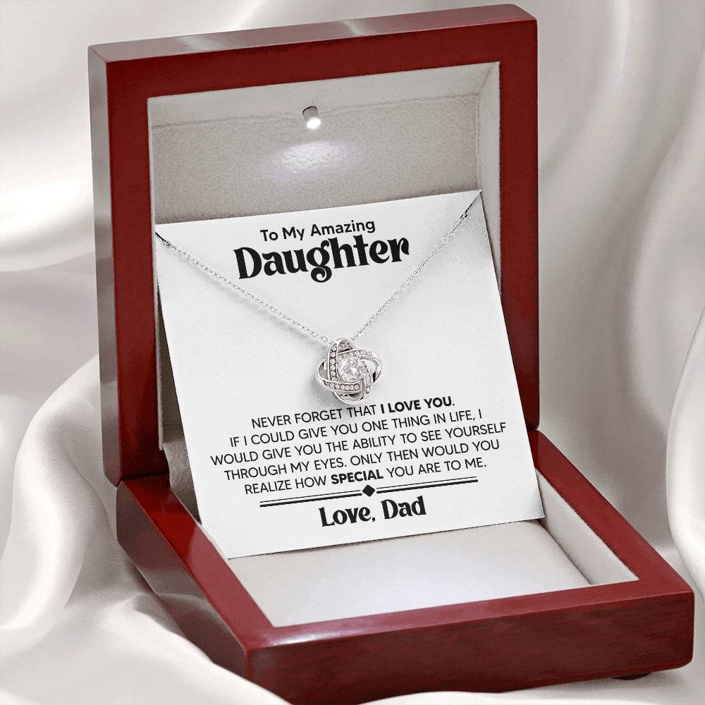 Gift For Daughter From Dad - If I Could - Love Knot Necklace With Message Card
