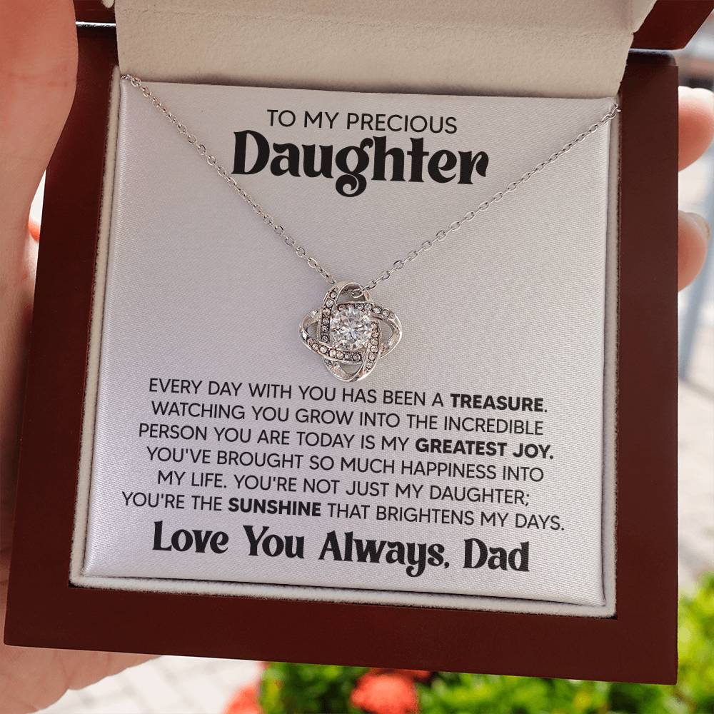 Gift For Daughter From Dad - My Greatest Joy -Love Knot Necklace