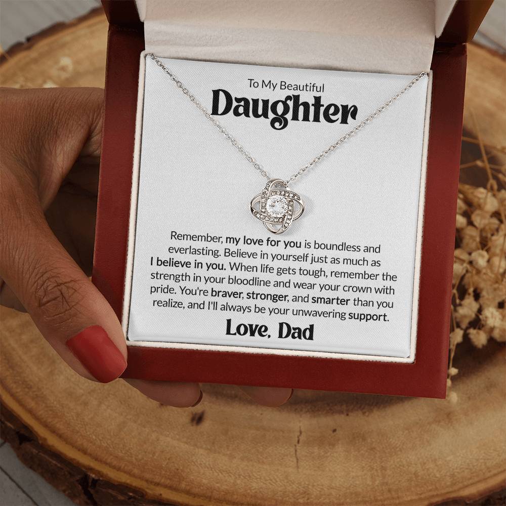 Gift For Daughter From Dad - Remember My Love - Love Knot Necklace