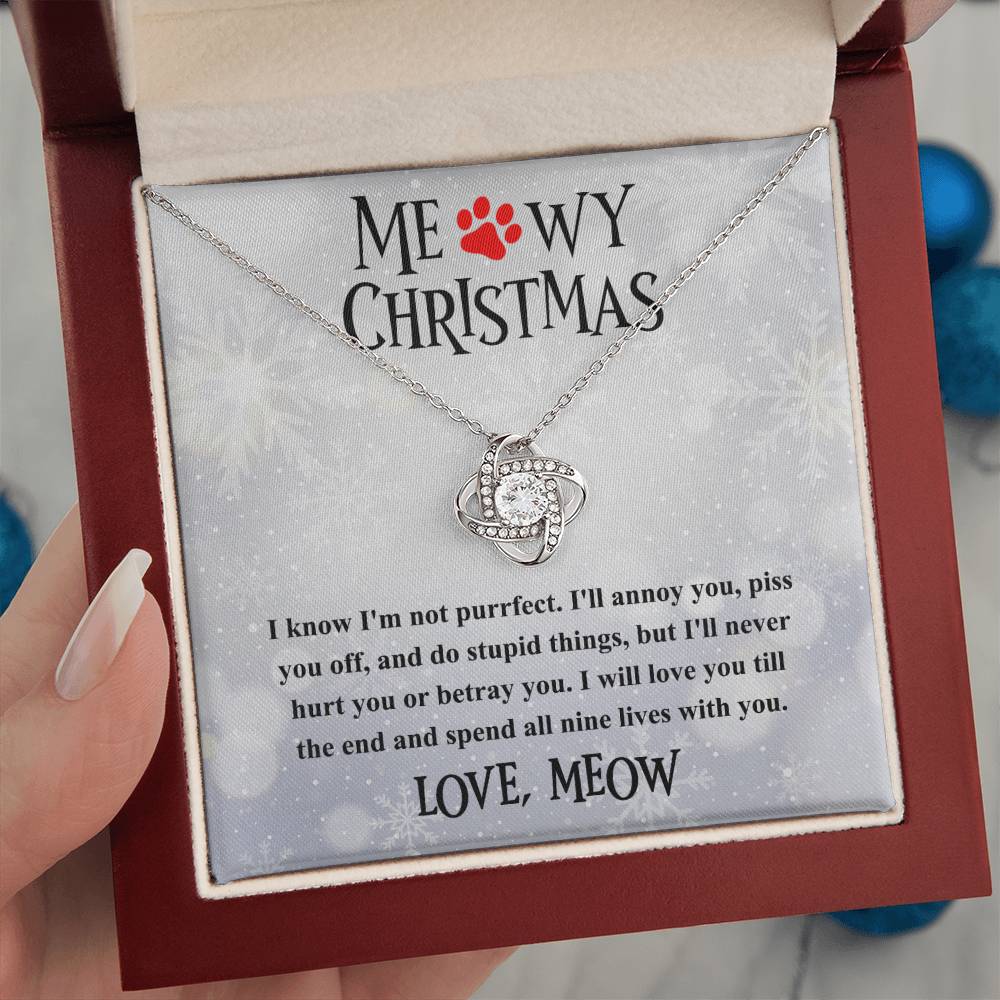 Cat-Meowy Christmas Love Knot Necklace