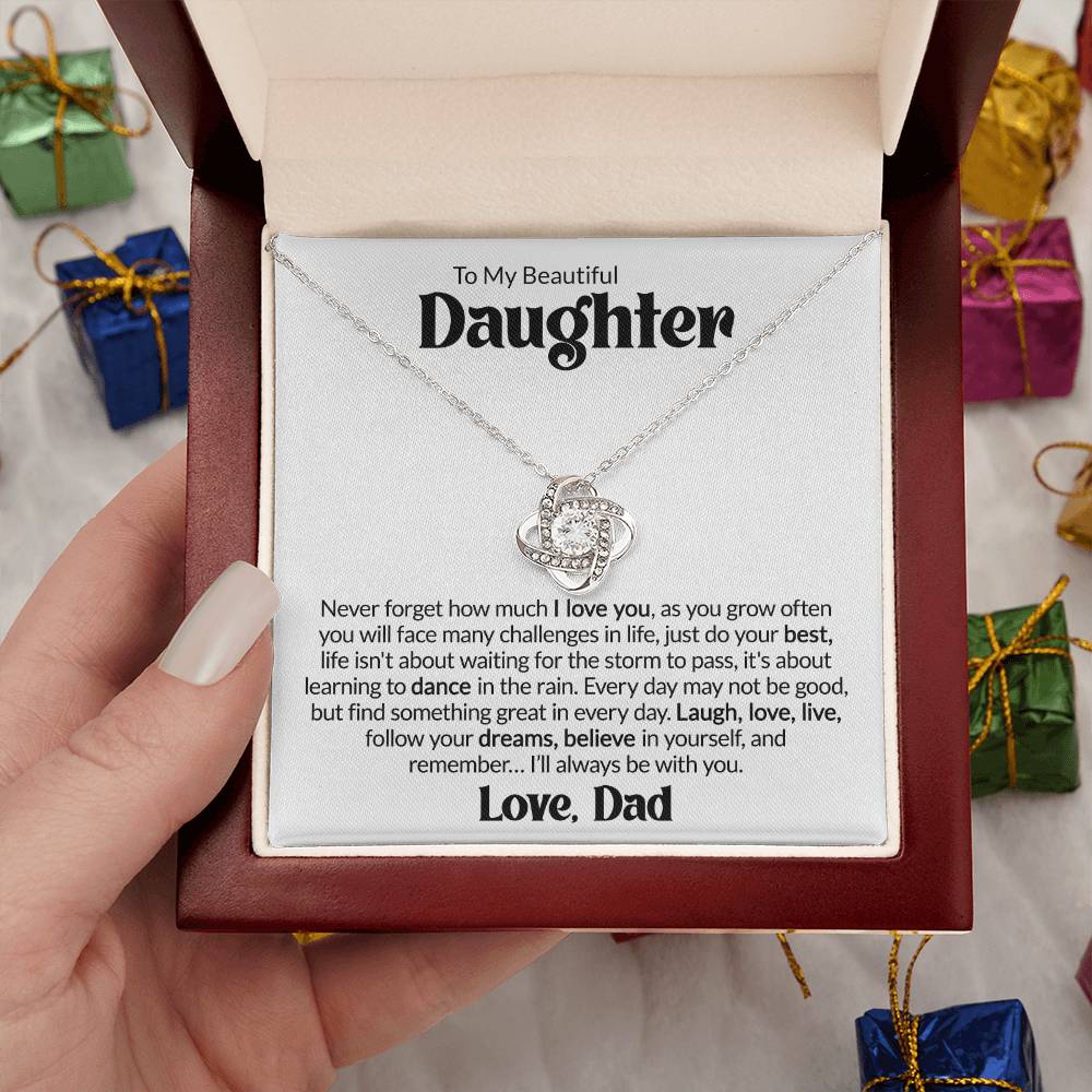 Gift For Daughter From Dad - About Life- Love Knot Necklace