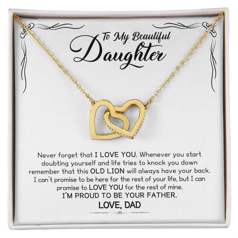 Gift for Daughter From Dad - Proud To Be Your Father - Interlocking Hearts Necklace Message Card