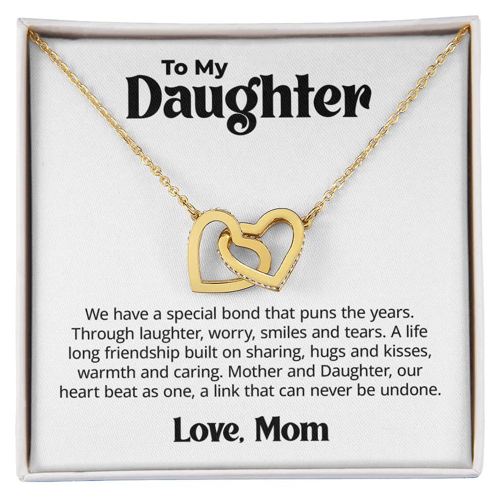 Gift for Daughter From Mom - We have a special bond - Interlocking Hearts Necklace Message Card