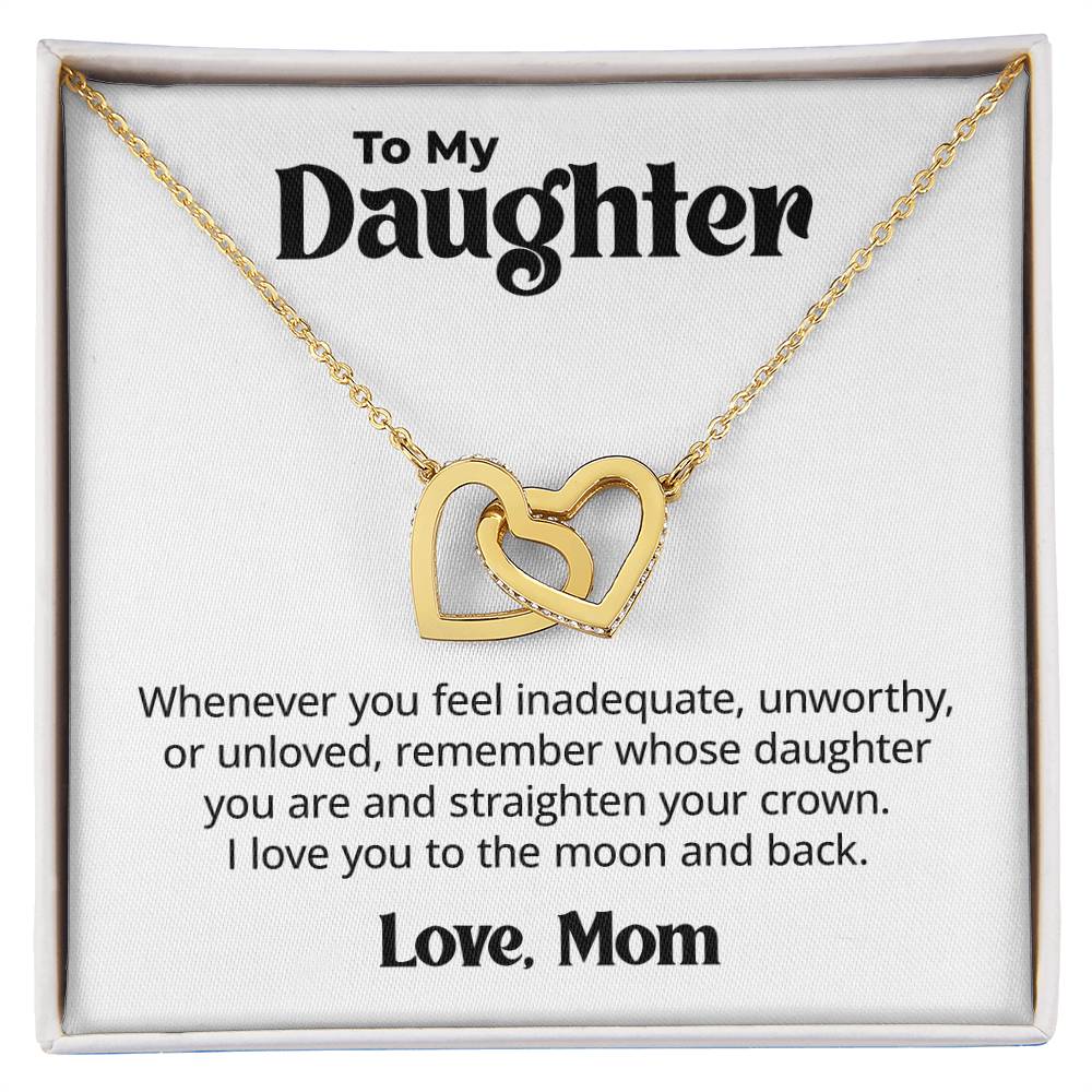 Gift for Daughter From Mom - Whenever you feel inadequate - Interlocking Hearts Necklace Message Card