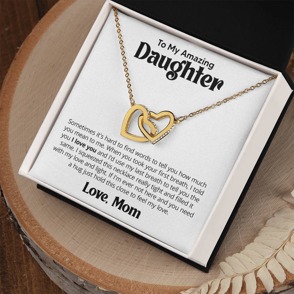 Gift for Daughter From Mom - When you took first breath - Interlocking Hearts Necklace Message Card