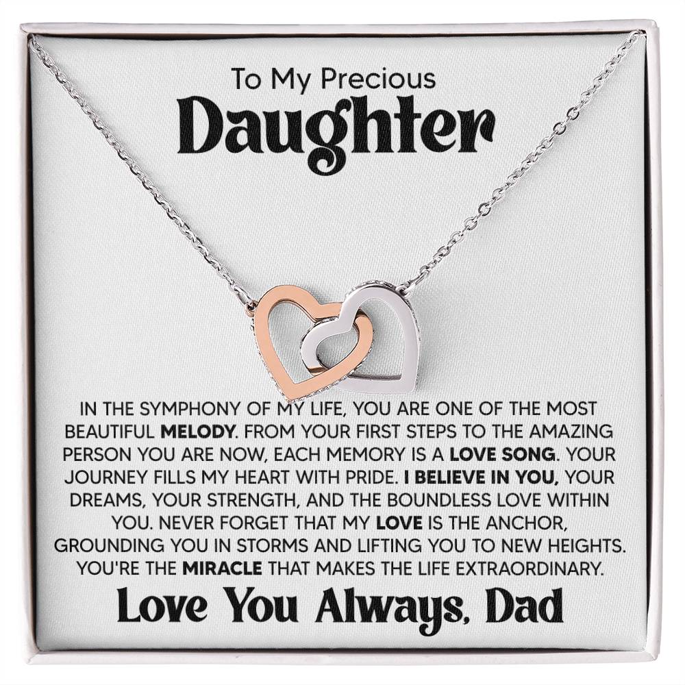 Gift For Daughter From Dad - Most Beautiful Melody - Interlocking Hearts Necklace