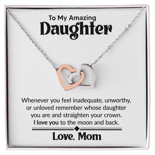 Gift for Daughter From Mom - Whenever you feel inadequate - Interlocking Hearts Necklace Message Card