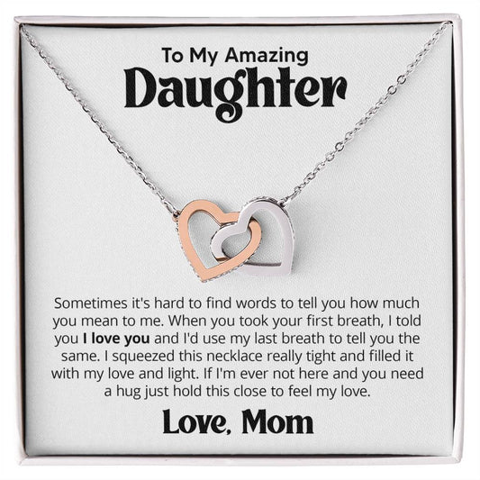 Gift for Daughter From Mom - When you took first breath - Interlocking Hearts Necklace Message Card