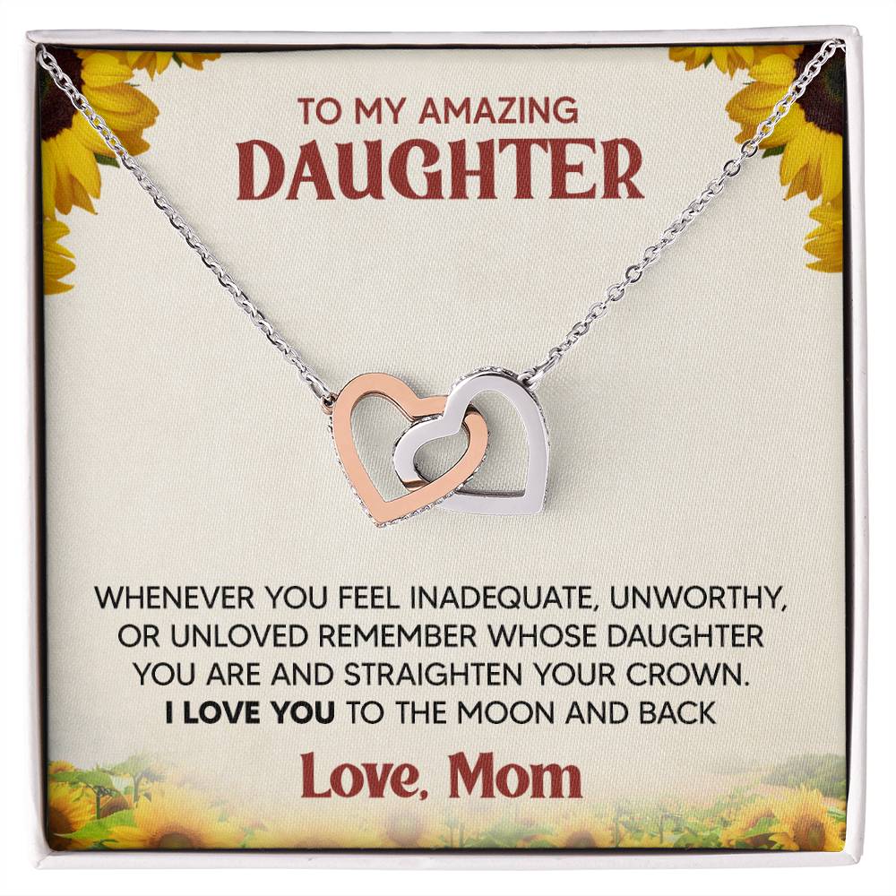 Gift for Daughter From Mom - Whenever you feel inadequate - Interlocking Hearts Necklace Message Card