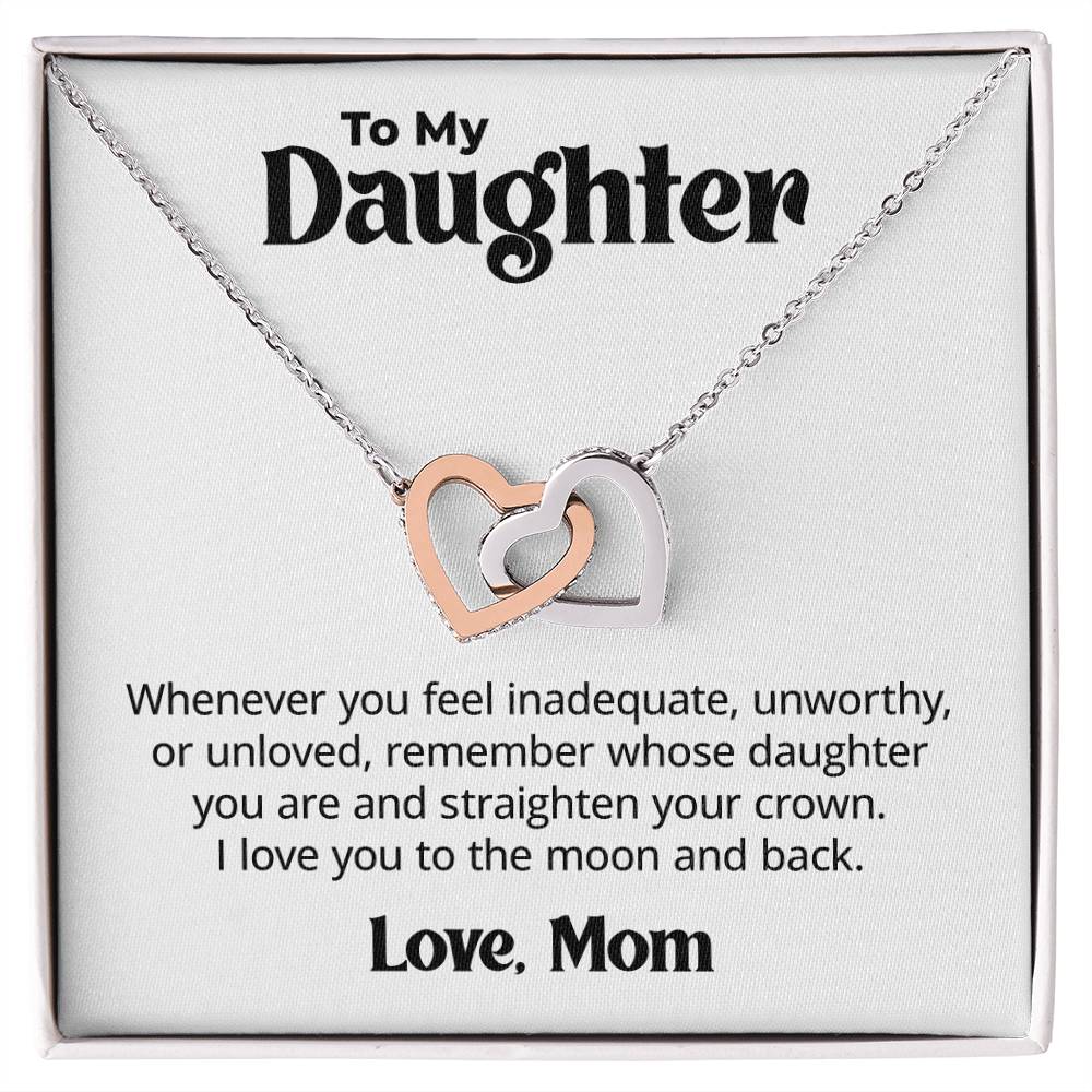 Gift for Daughter From Mom - Whenever you feel inadequate - Interlocking Hearts Necklace Message Card