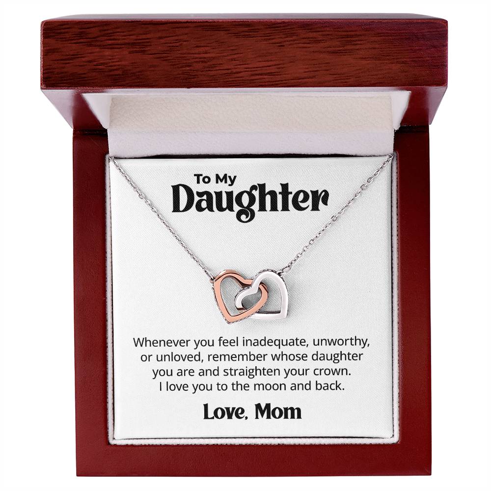 Gift for Daughter From Mom - Whenever you feel inadequate - Interlocking Hearts Necklace Message Card