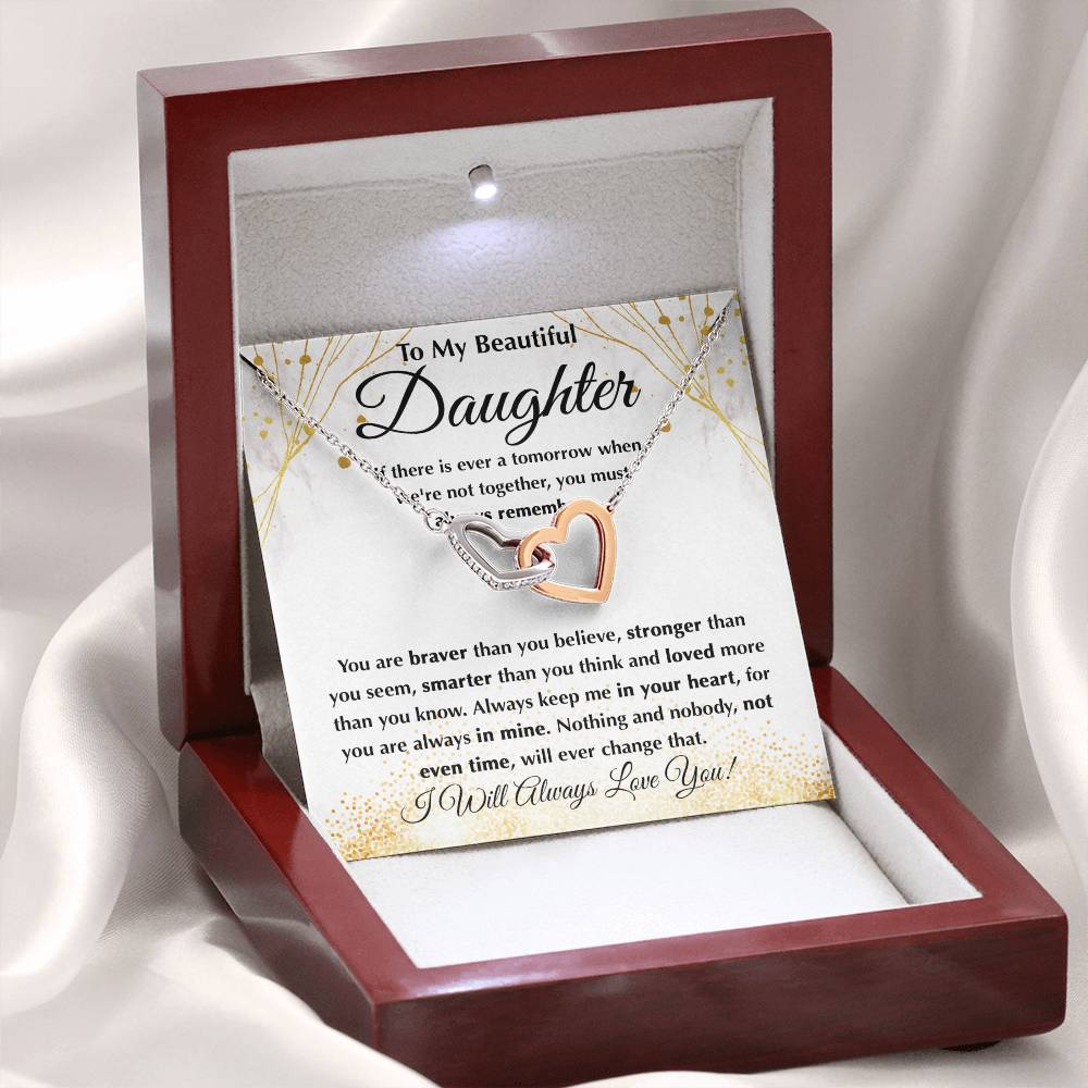 To My Daughter -  If There Is A Tomorrow - Interlocking Hearts Necklace Message Card - Gift For Daughter