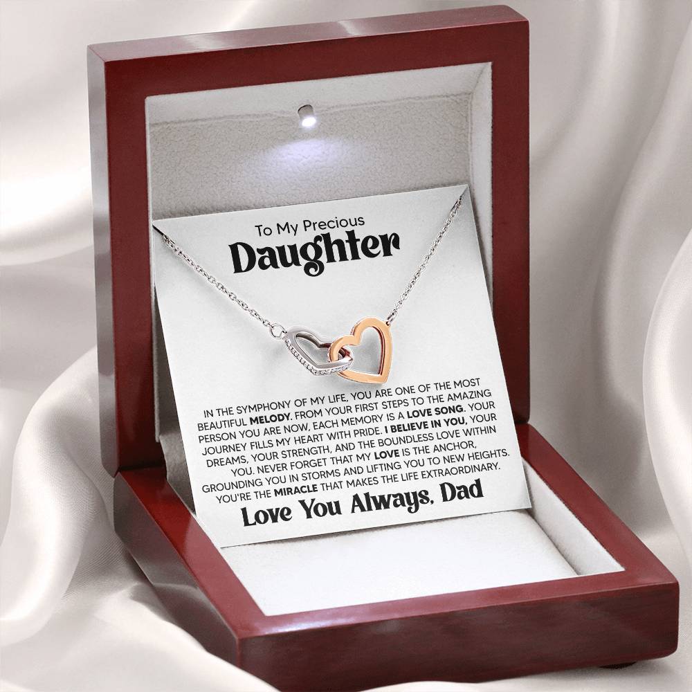 Gift For Daughter From Dad - Most Beautiful Melody - Interlocking Hearts Necklace