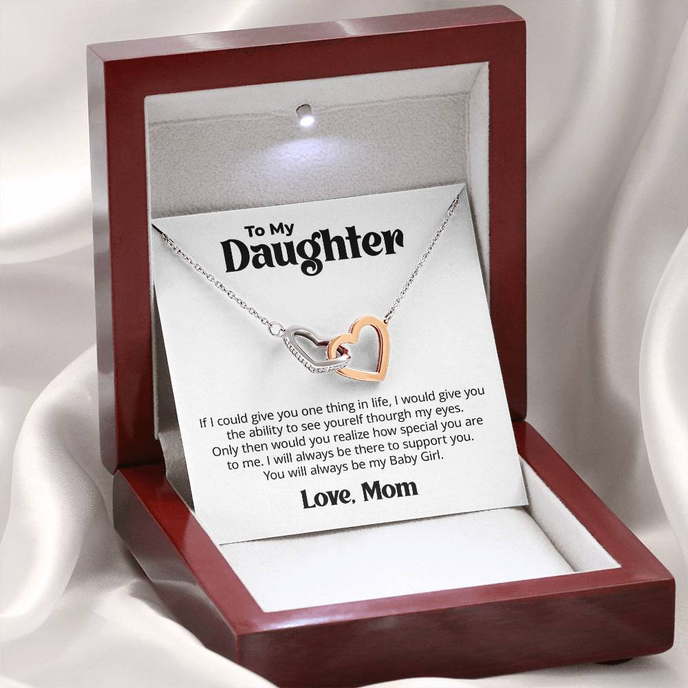 Gift for Daughter From Mom - Always there - Interlocking Hearts Necklace Message Card