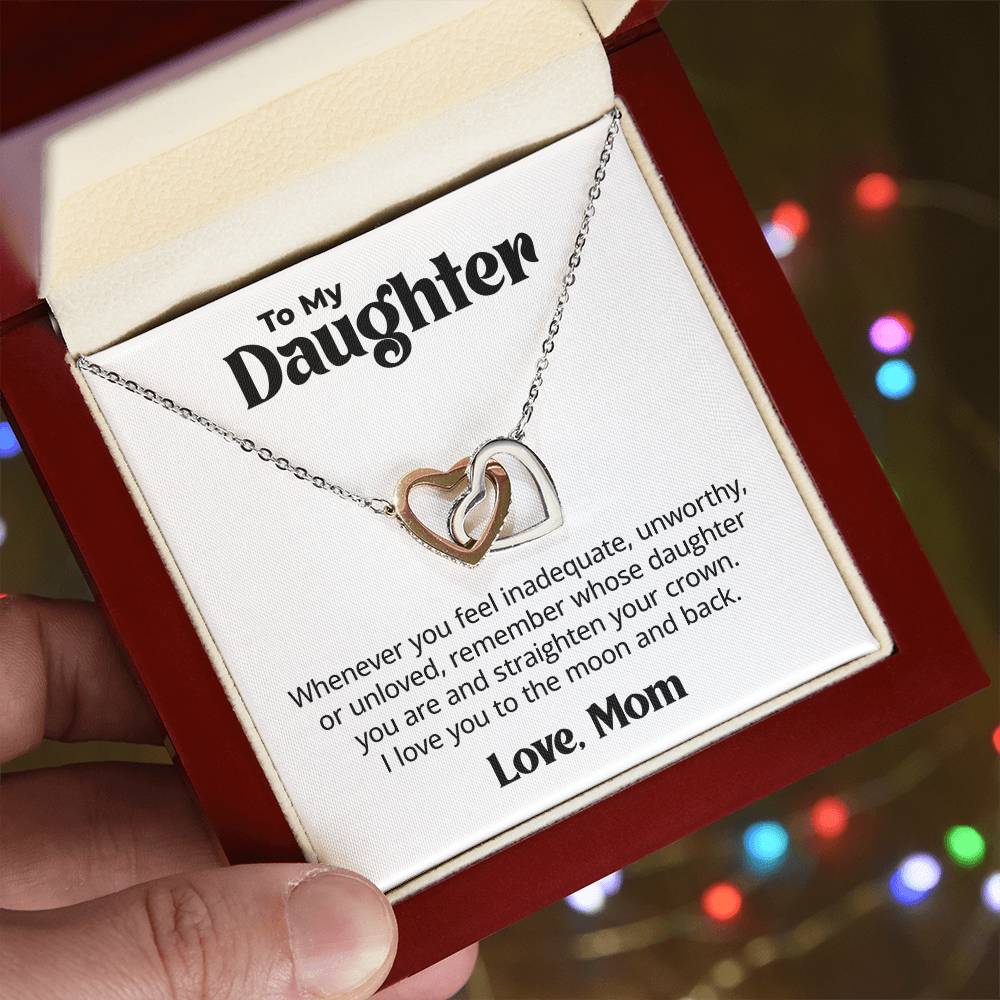 Gift for Daughter From Mom - Whenever you feel inadequate - Interlocking Hearts Necklace Message Card