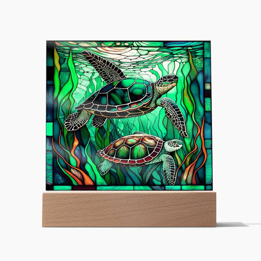 StainedGlass Turtle-Acrylic Acrylic Square