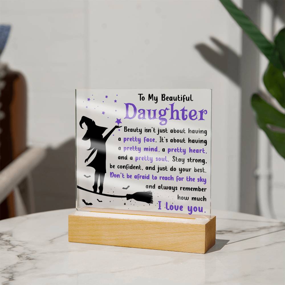 Halloween Gift - Daughter-Pretty Soul-Acrylic Square Plaque Acrylic Square