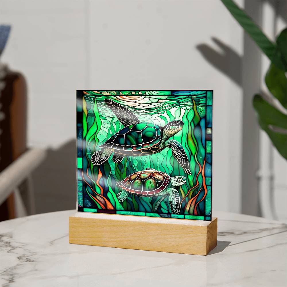 StainedGlass Turtle-Acrylic Acrylic Square
