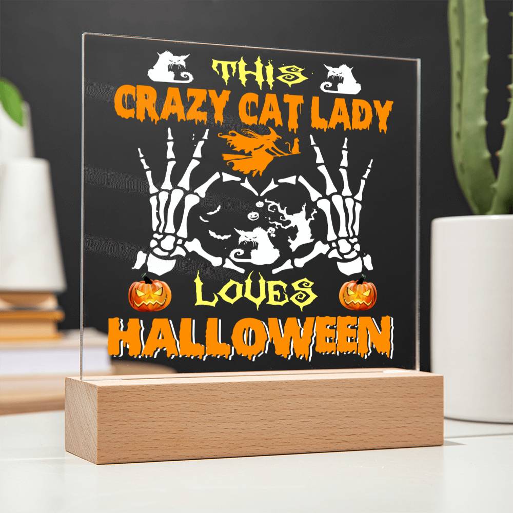 Funny Crazy Cat Lady Halloween - Square Acrylic Plaque Gift