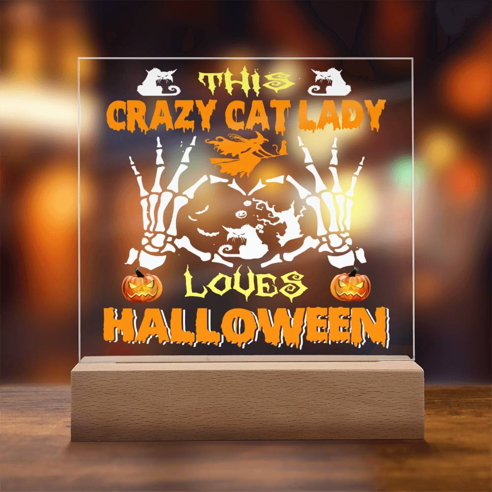 Funny Crazy Cat Lady Halloween - Square Acrylic Plaque Gift