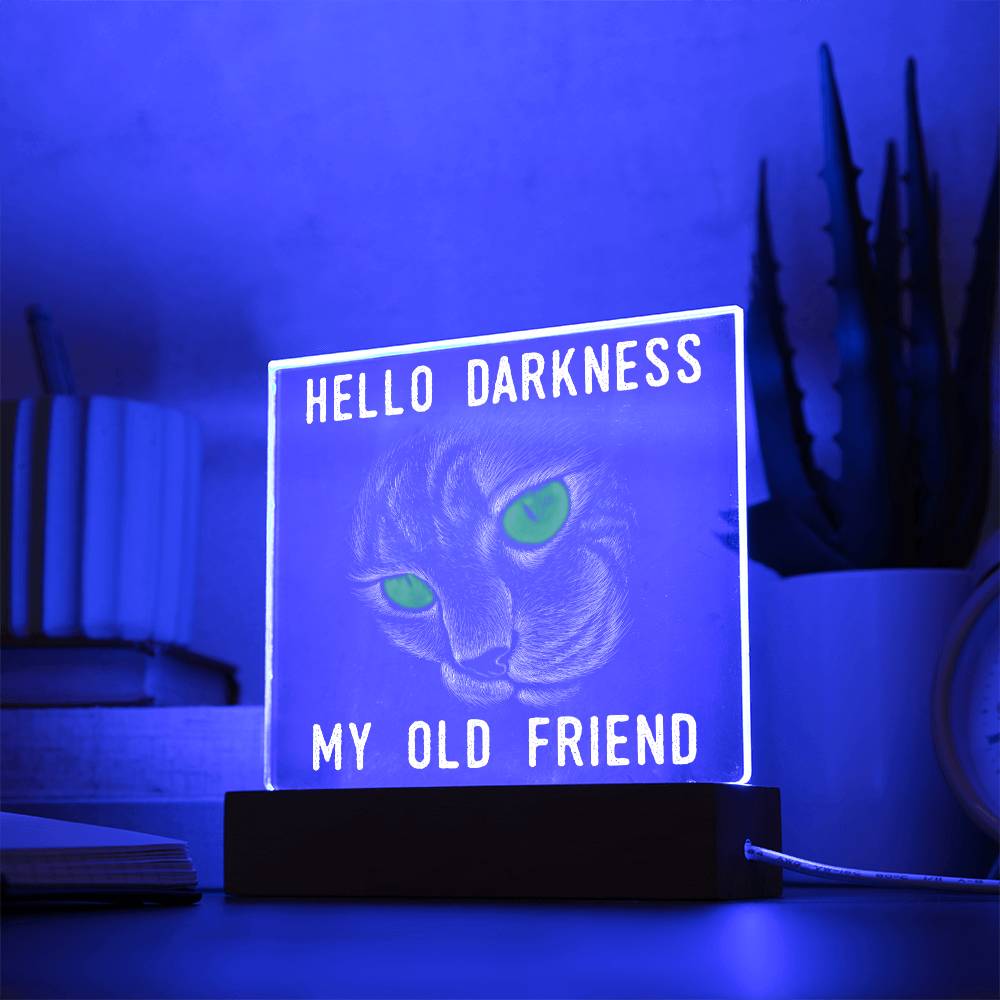 Halloween Gift Hello Darkness Cat - Square Acrylic Plaque