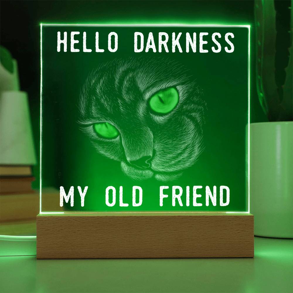 Halloween Gift Hello Darkness Cat - Square Acrylic Plaque