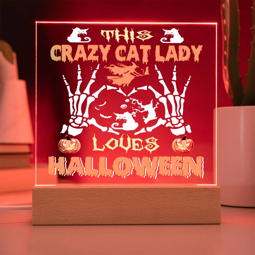 Funny Crazy Cat Lady Halloween - Square Acrylic Plaque Gift